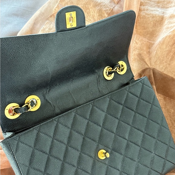 CHANEL Black Caviar Vintage Single Flap Jumbo GHW 24k plated - Picture 11 of 13